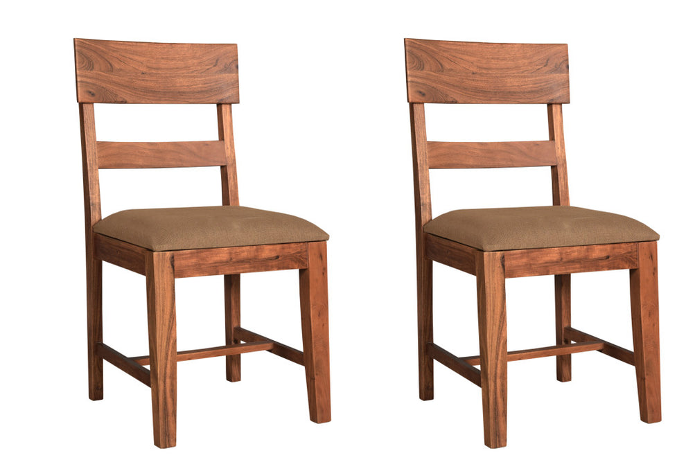 Set of Two Brown Upholstered Fabric Slat Back Dining Side Chairs By Homeroots | Dining Chairs | Modishstore - 7