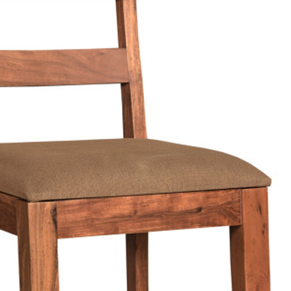 Set of Two Brown Upholstered Fabric Slat Back Dining Side Chairs By Homeroots | Dining Chairs | Modishstore - 6
