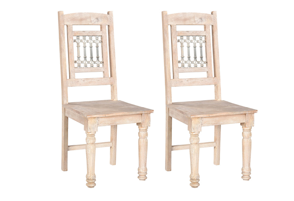 Set of Two White Wood Slat Back Dining Side Chairs By Homeroots | Dining Chairs | Modishstore - 7