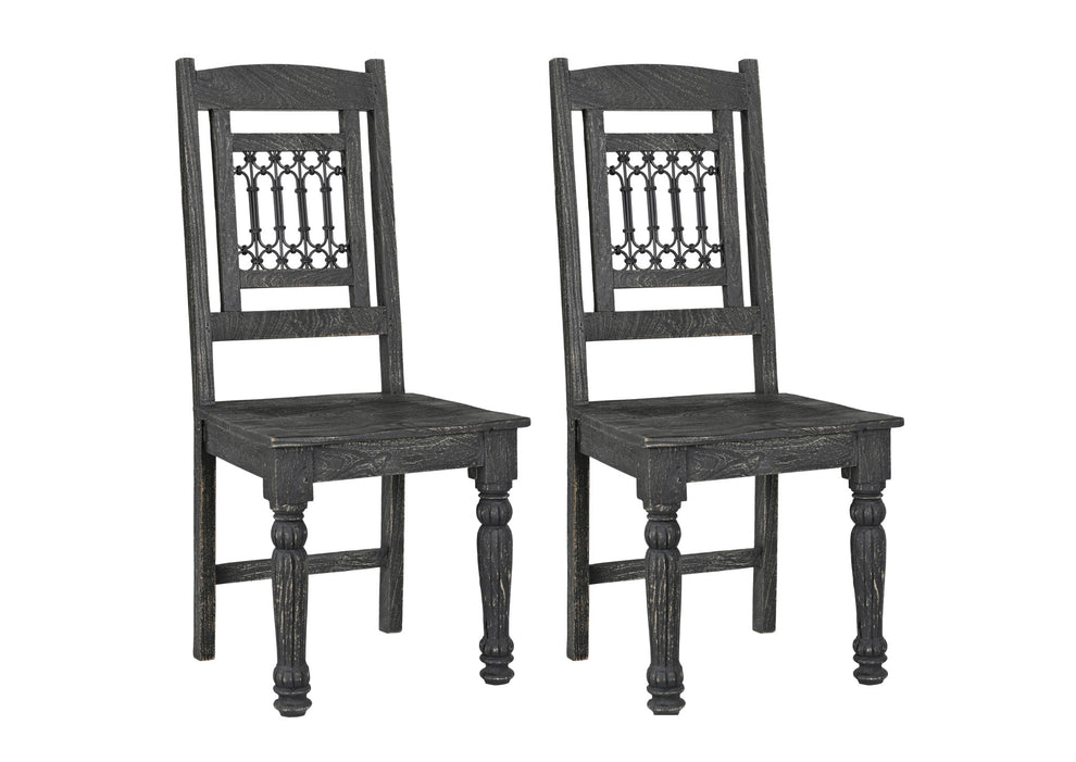 Set of Two Black Wood Slat Back Dining Side Chairs By Homeroots | Dining Chairs | Modishstore - 7