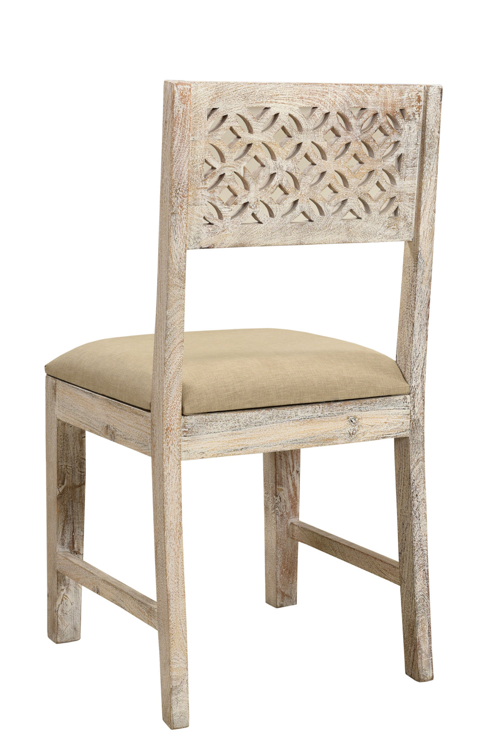 Set of Two Brown And White Upholstered Fabric Carved Back Dining Side Chairs By Homeroots | Dining Chairs | Modishstore - 4
