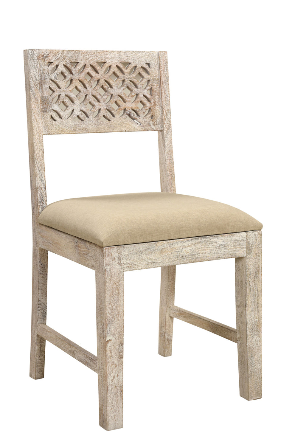 Set of Two Brown And White Upholstered Fabric Carved Back Dining Side Chairs By Homeroots | Dining Chairs | Modishstore - 8
