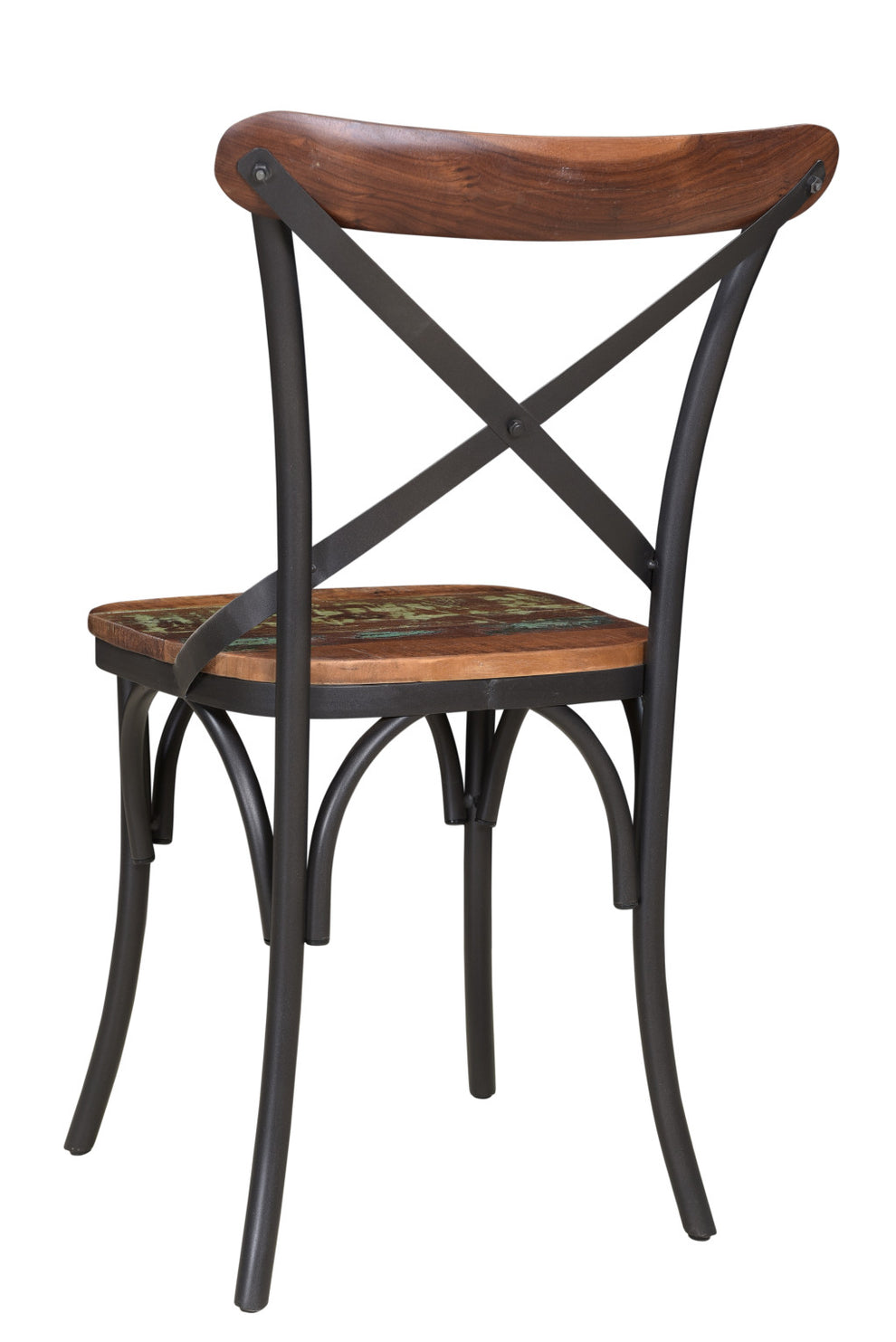Set of Two Brown And Black Metal And Wood Cross Back Dining Side Chairs By Homeroots | Dining Chairs | Modishstore - 4