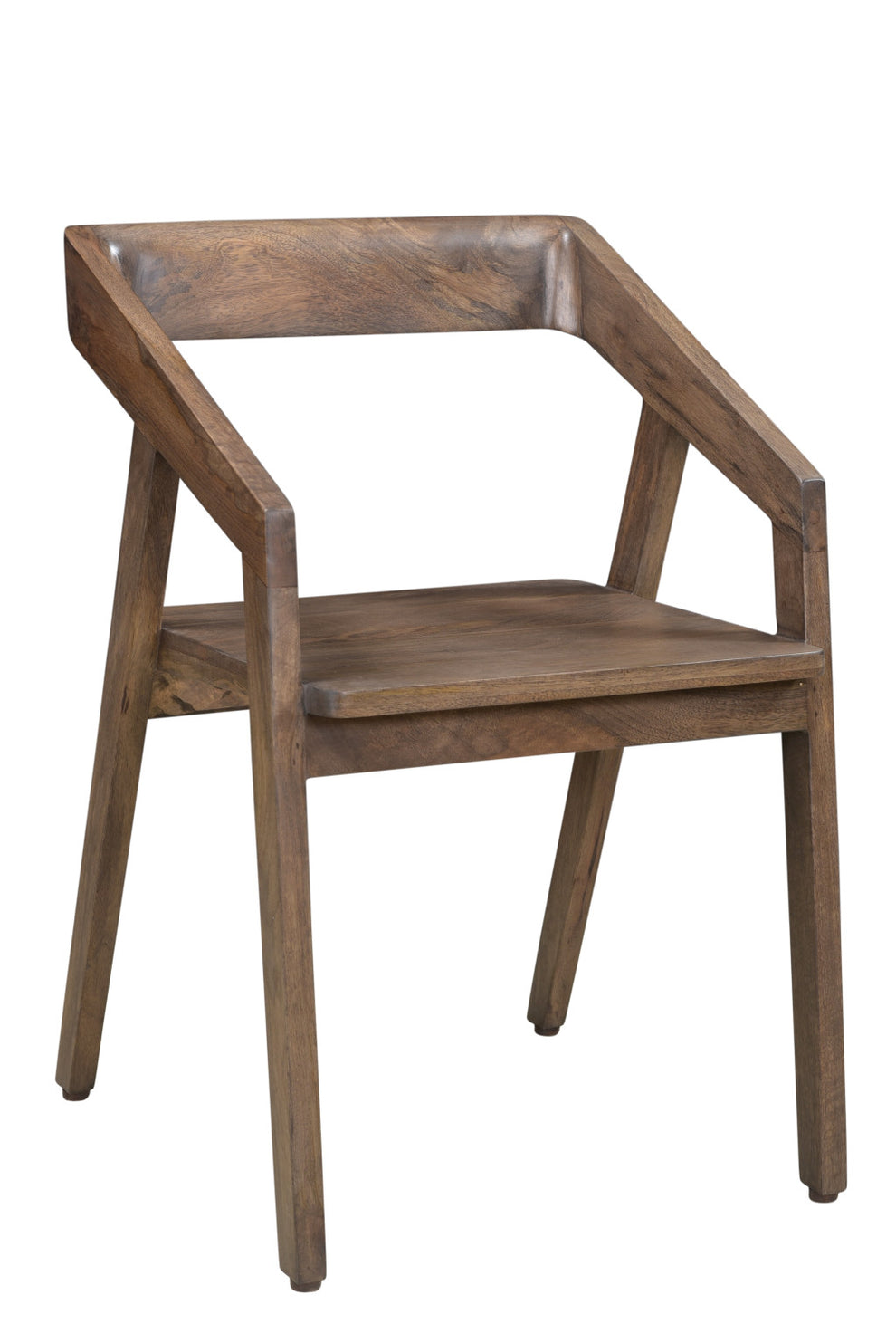 Dark Brown Solid Wood Open Back Dining Arm Chair By Homeroots | Dining Chairs | Modishstore - 3