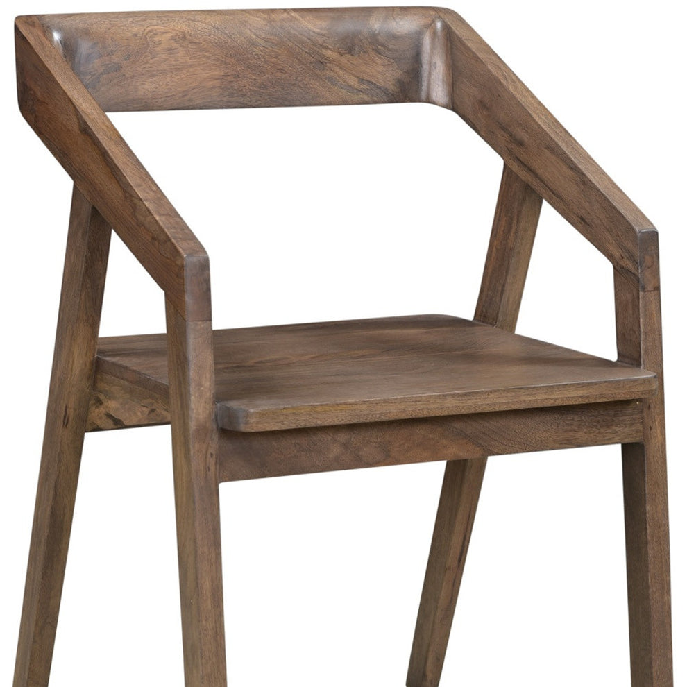 Dark Brown Solid Wood Open Back Dining Arm Chair By Homeroots | Dining Chairs | Modishstore - 2