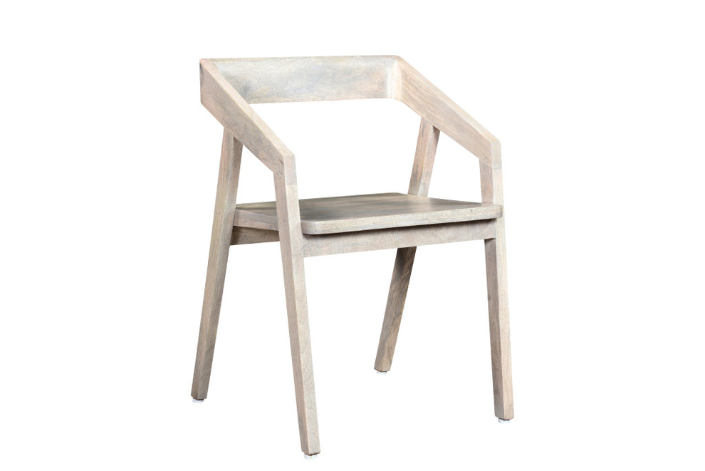 White Solid Wood Open Back Dining Arm Chair By Homeroots | Dining Chairs | Modishstore - 3