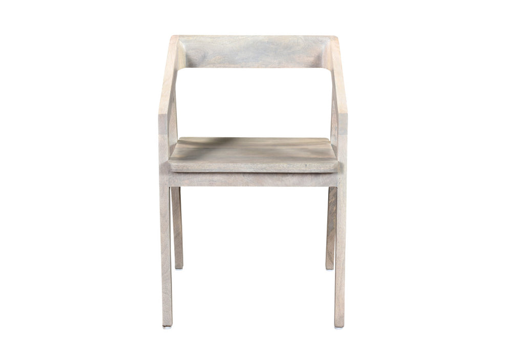 White Solid Wood Open Back Dining Arm Chair By Homeroots | Dining Chairs | Modishstore - 5