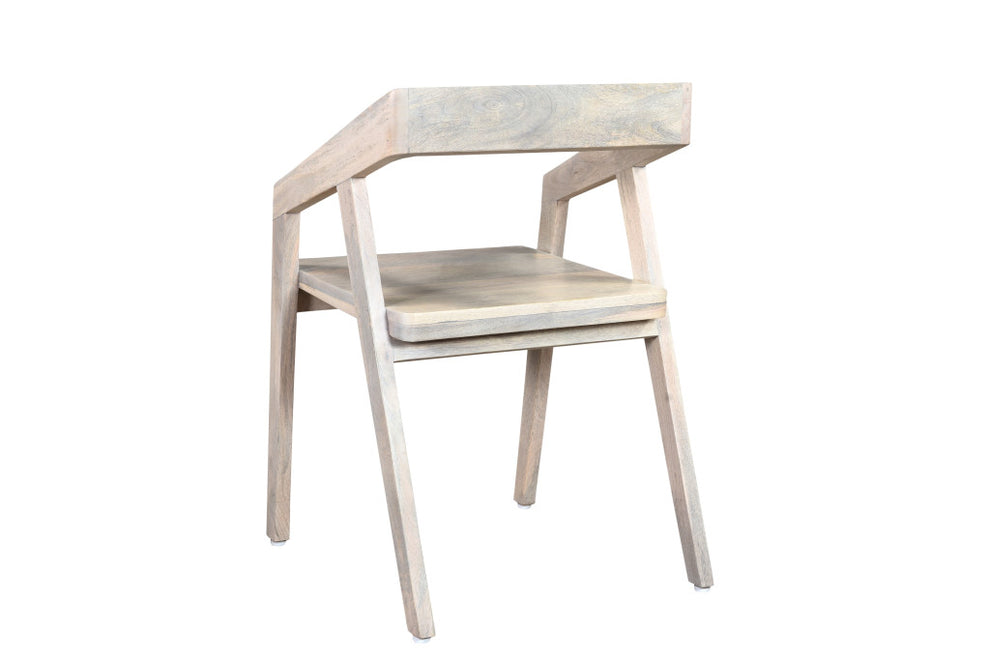 White Solid Wood Open Back Dining Arm Chair By Homeroots | Dining Chairs | Modishstore - 2