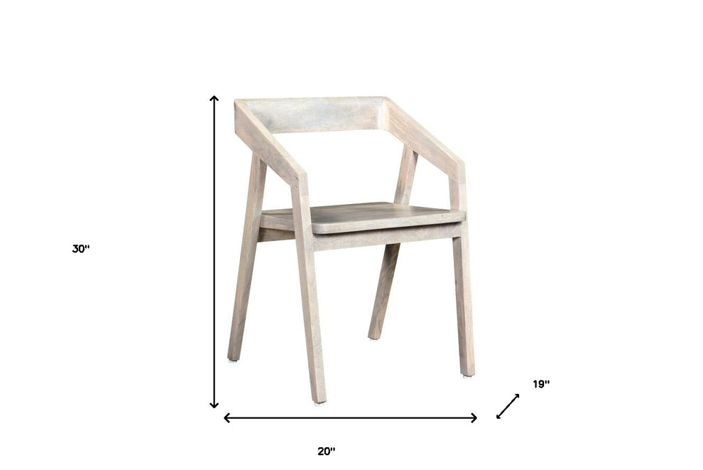 White Solid Wood Open Back Dining Arm Chair By Homeroots | Dining Chairs | Modishstore - 6