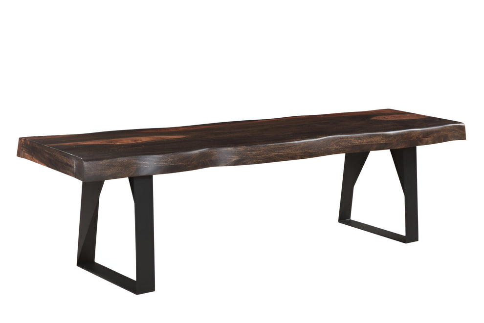 Dark Brown and Black Distressed Solid Wood Dining Bench By Homeroots | Benches | Modishstore - 3