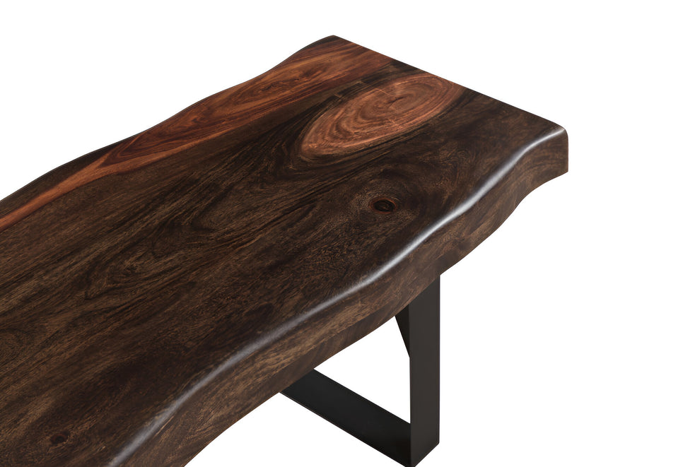 Dark Brown and Black Distressed Solid Wood Dining Bench By Homeroots | Benches | Modishstore - 5