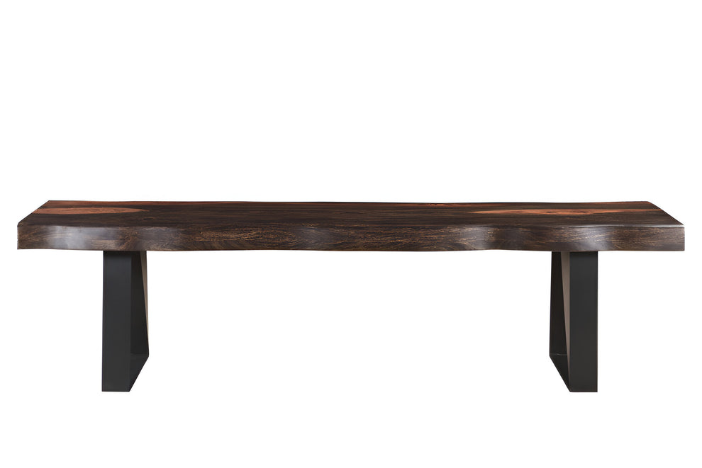 Dark Brown and Black Distressed Solid Wood Dining Bench By Homeroots | Benches | Modishstore - 4
