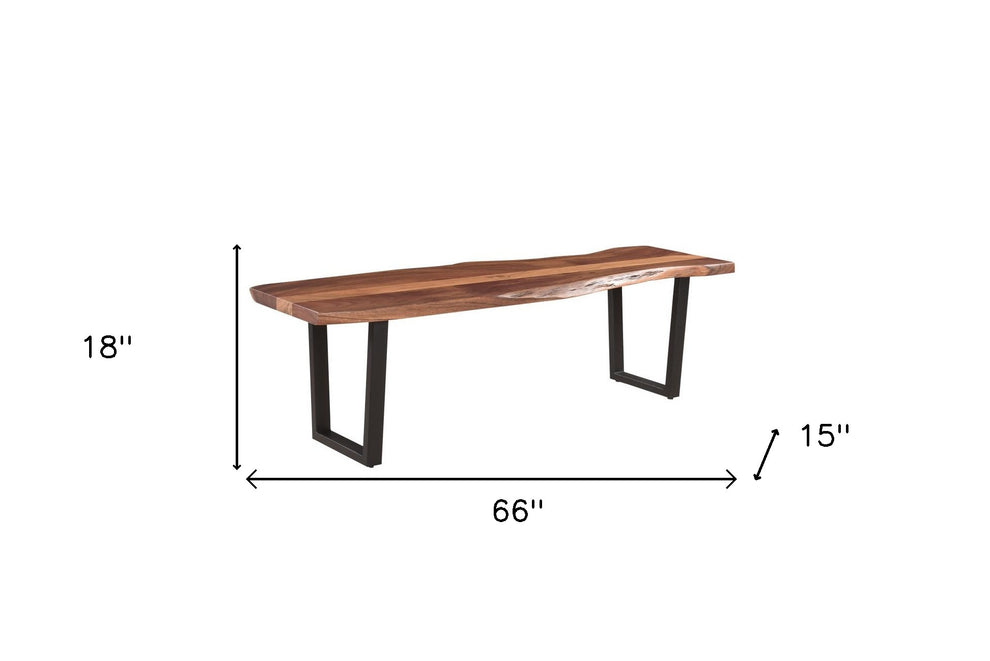 Brown And Black Solid Wood Dining bench By Homeroots | Benches | Modishstore - 2