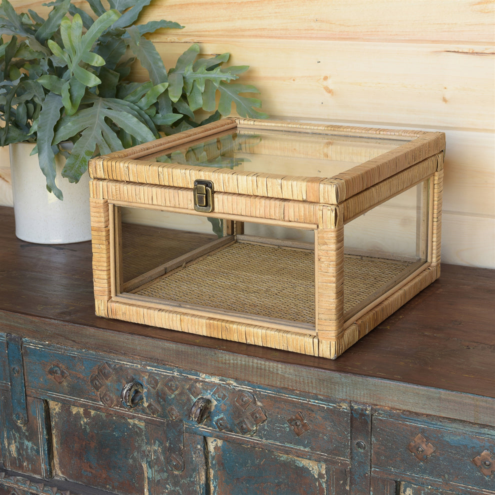 Cayman Rattan and Glass Case By HomArt | Display Cases | Modishstore - 3
