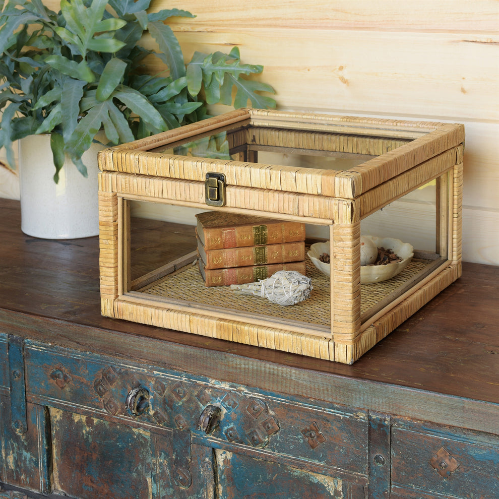 Cayman Rattan and Glass Case By HomArt | Display Cases | Modishstore - 4