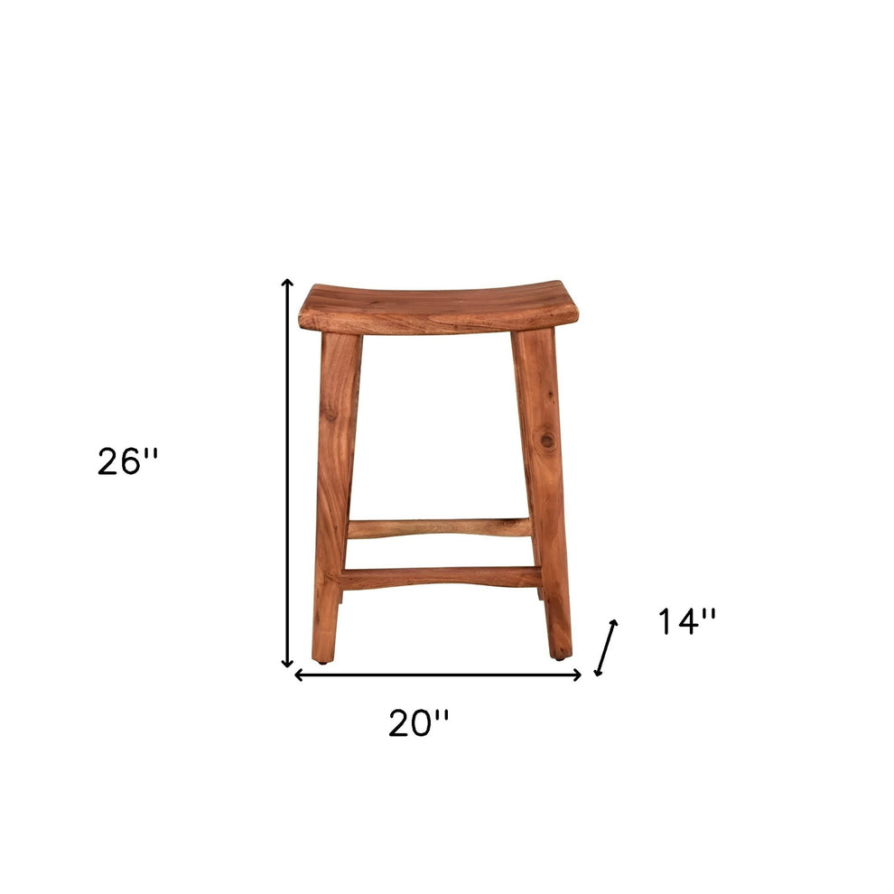 Brown Solid Wood Backless Bar Chair By Homeroots | Bar Stools | Modishstore - 5