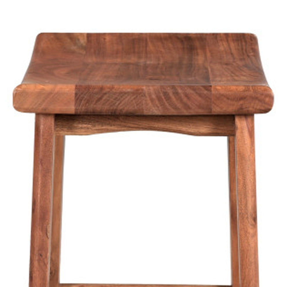 Brown Solid Wood Backless Bar Chair By Homeroots | Bar Stools | Modishstore - 6