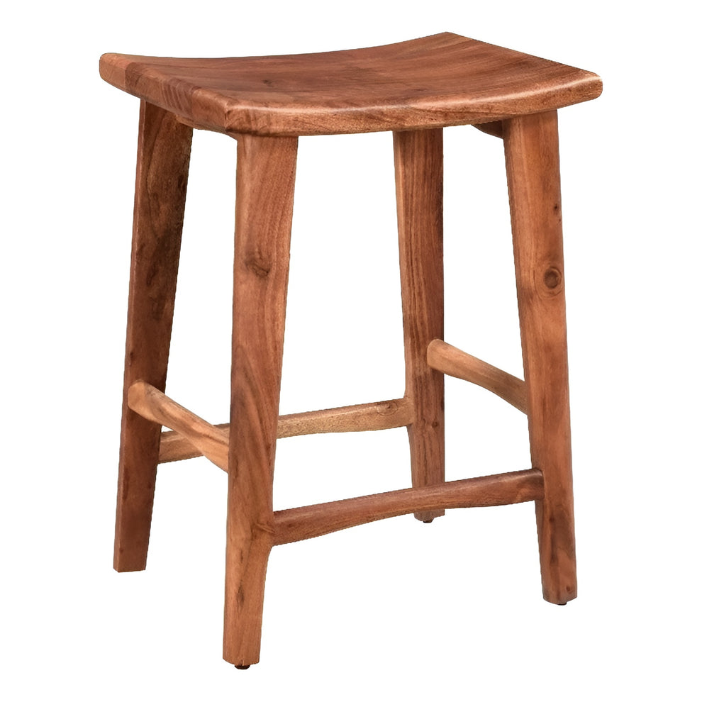 Brown Solid Wood Backless Bar Chair By Homeroots | Bar Stools | Modishstore - 3