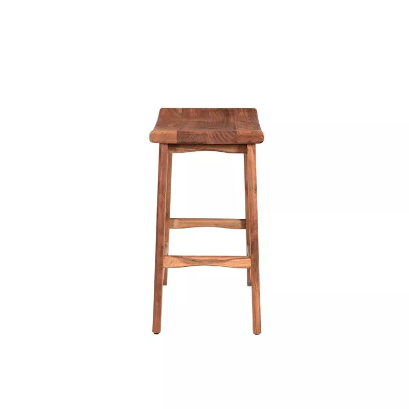 Brown Solid Wood Backless Bar Chair By Homeroots | Bar Stools | Modishstore - 4