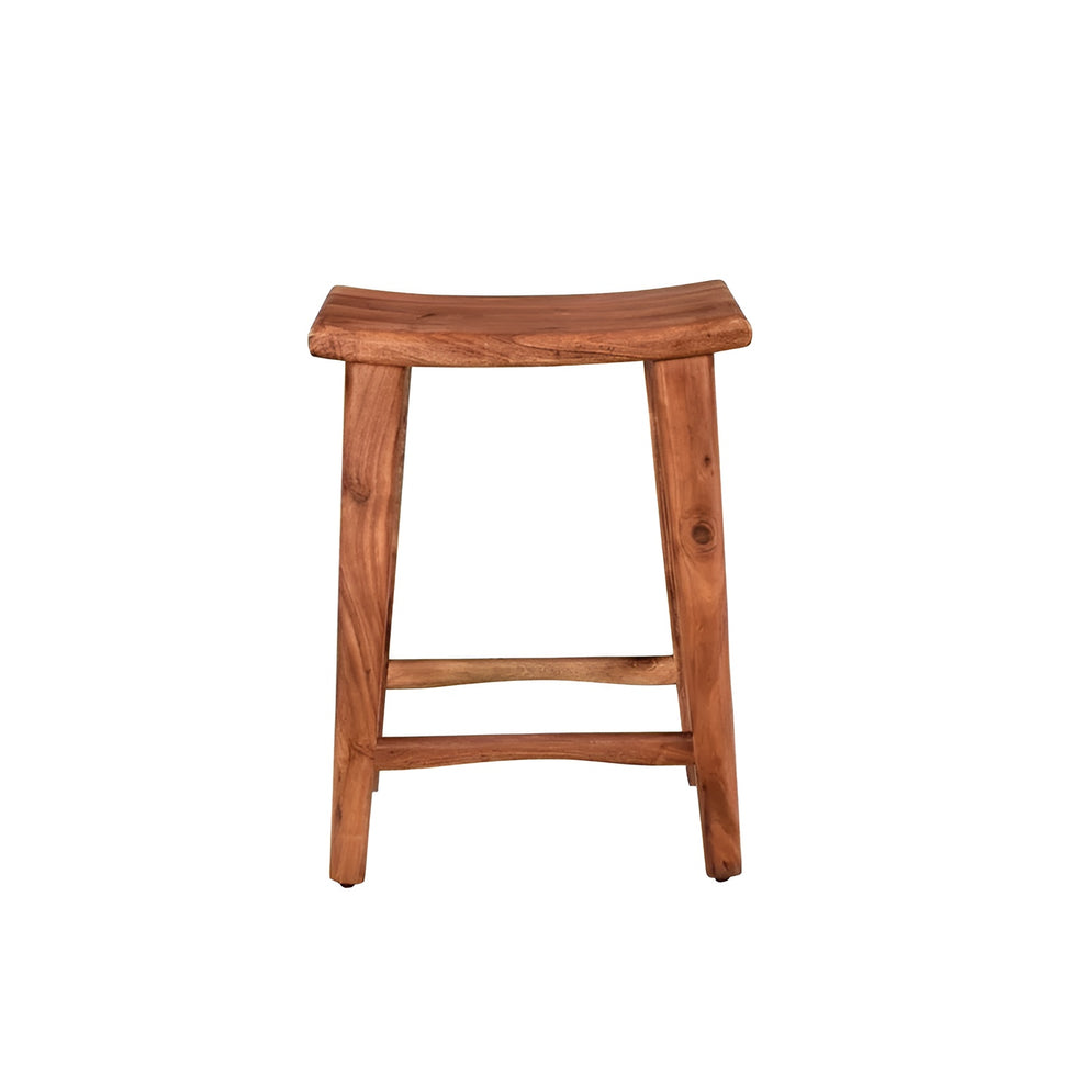 Brown Solid Wood Backless Bar Chair By Homeroots | Bar Stools | Modishstore - 2