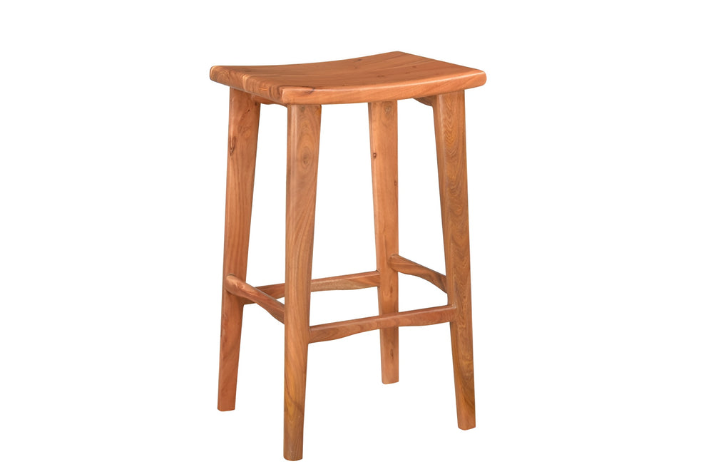 Brown Solid Wood Backless Counter Height Bar Chair By Homeroots | Bar Stools | Modishstore - 3