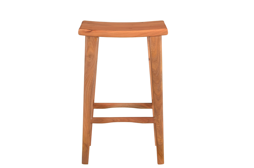 Brown Solid Wood Backless Counter Height Bar Chair By Homeroots | Bar Stools | Modishstore - 5