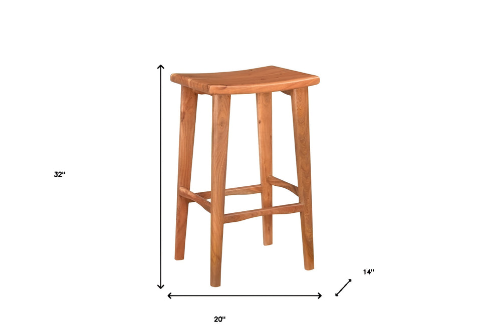 Brown Solid Wood Backless Counter Height Bar Chair By Homeroots | Bar Stools | Modishstore - 4