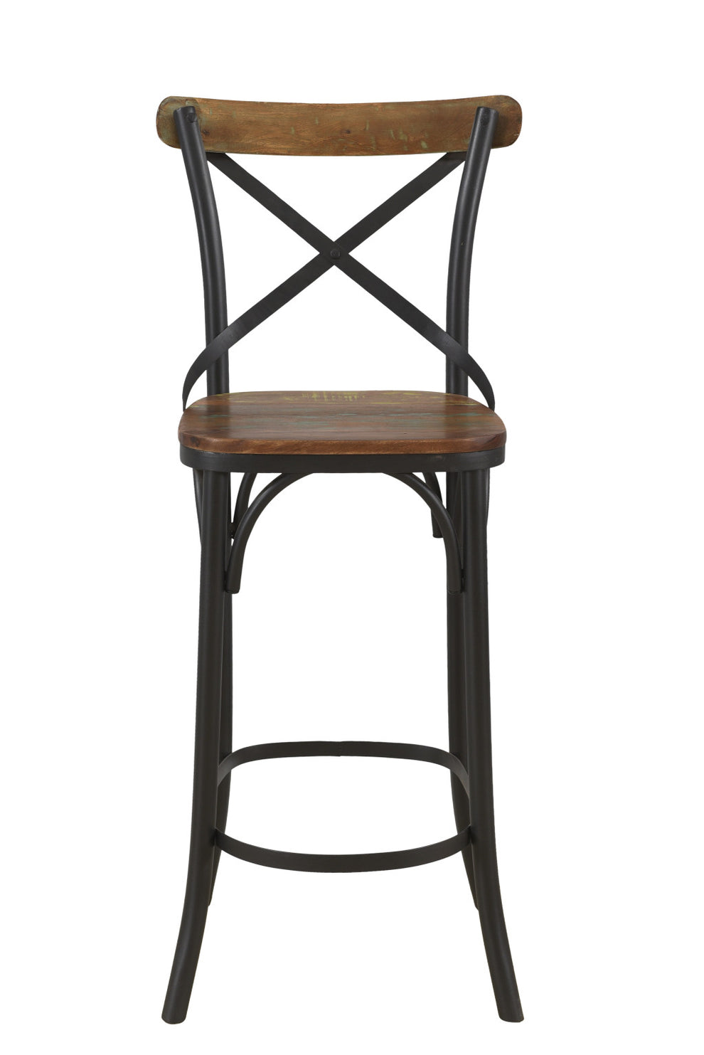 Brown and Black Solid Wood and Metal Counter Height Bar Chair By Homeroots | Bar Stools | Modishstore - 4