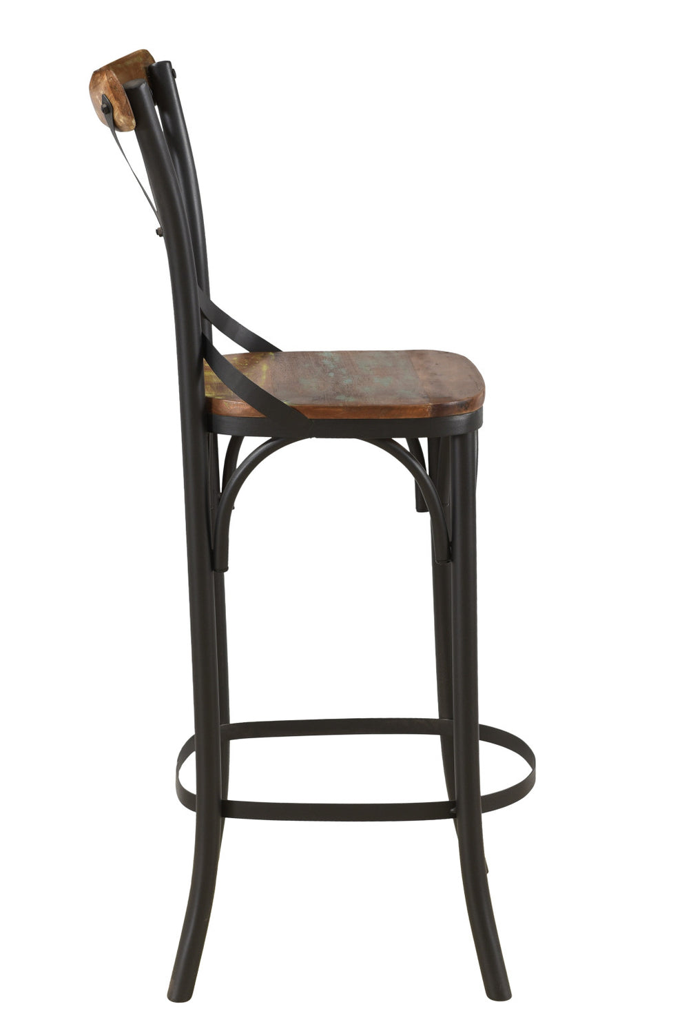 Brown and Black Solid Wood and Metal Counter Height Bar Chair By Homeroots | Bar Stools | Modishstore - 5