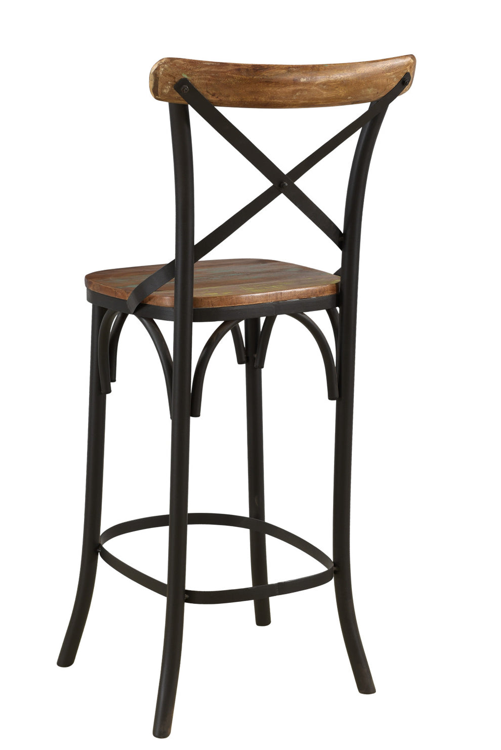 Brown and Black Solid Wood and Metal Counter Height Bar Chair By Homeroots | Bar Stools | Modishstore - 6