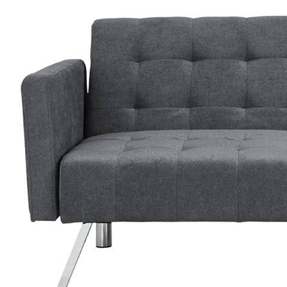 Dark Gray Linen Sleeper Sofa With Silver Legs By Homeroots | Sofas | Modishstore - 7