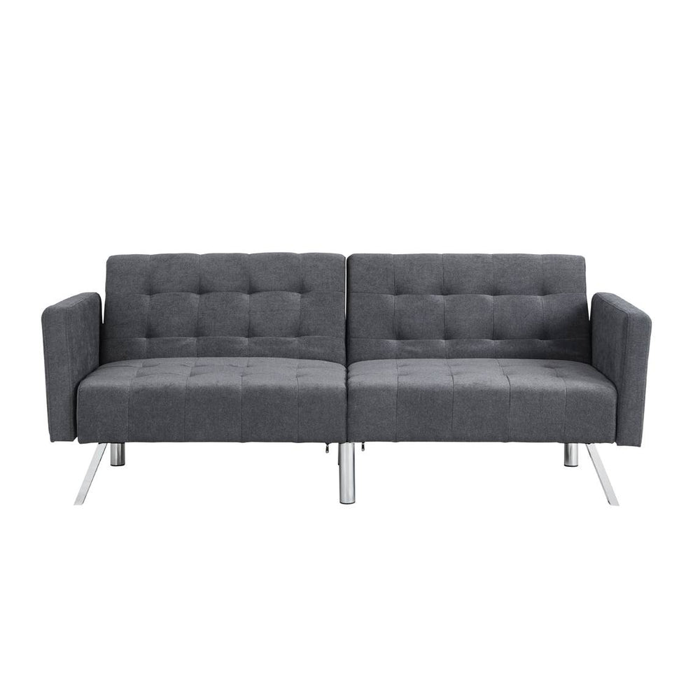 Dark Gray Linen Sleeper Sofa With Silver Legs By Homeroots | Sofas | Modishstore - 5