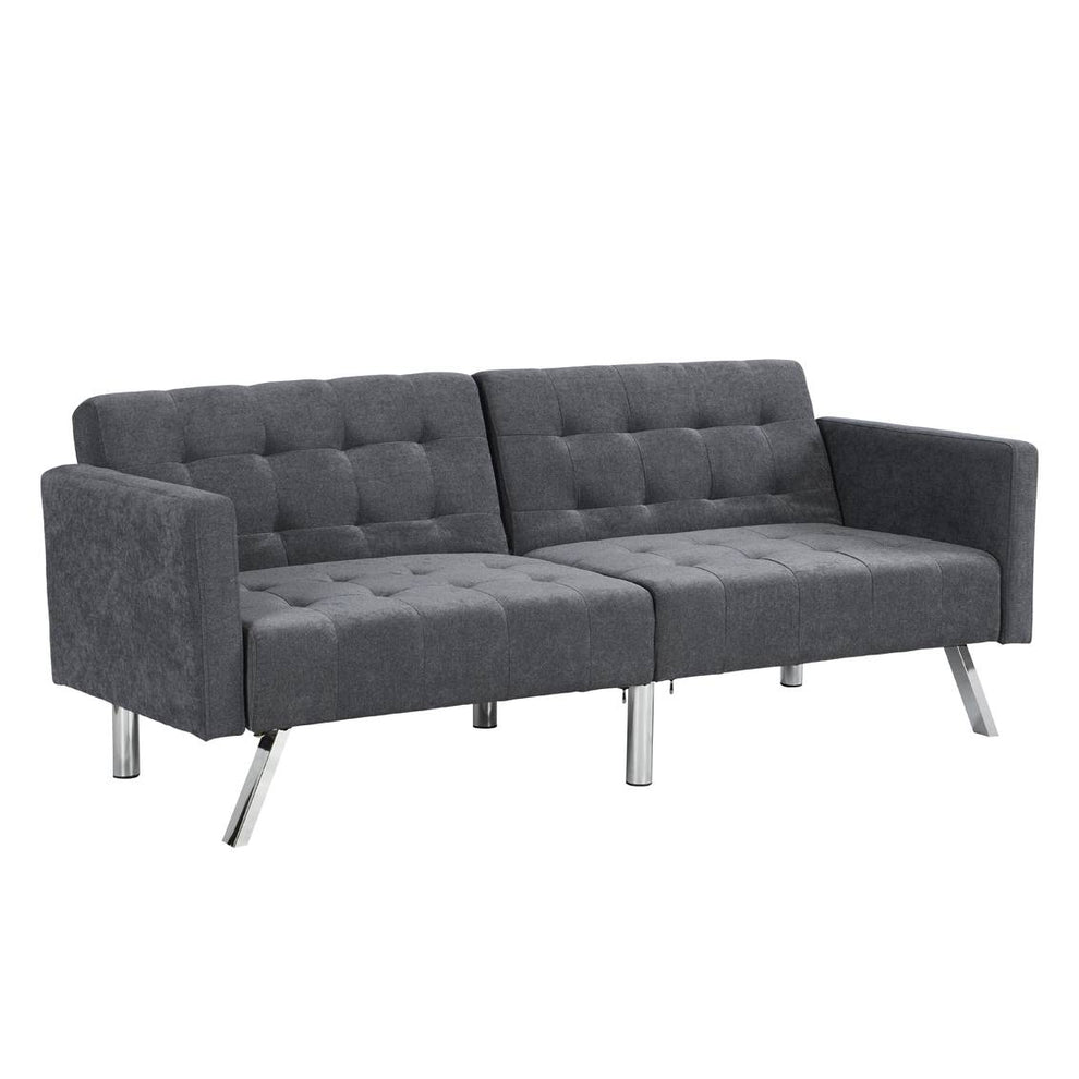 Dark Gray Linen Sleeper Sofa With Silver Legs By Homeroots | Sofas | Modishstore - 6
