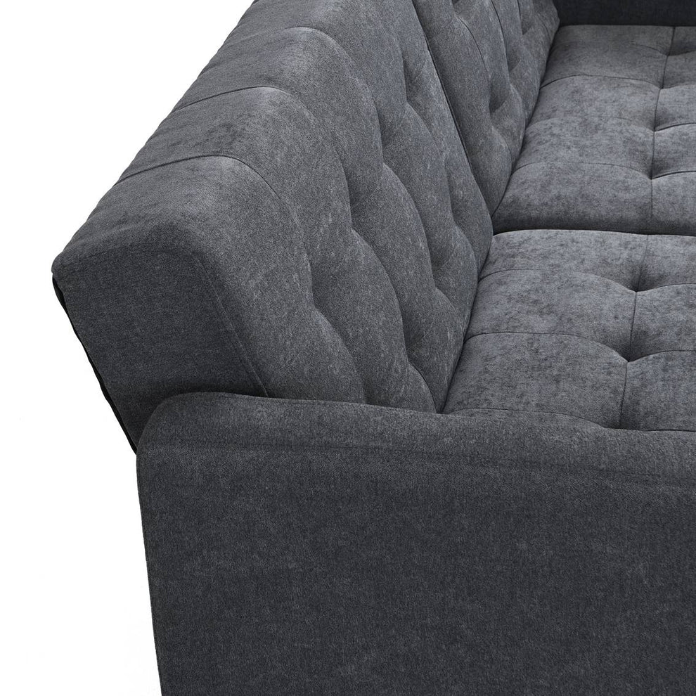 Dark Gray Linen Sleeper Sofa With Silver Legs By Homeroots | Sofas | Modishstore - 3