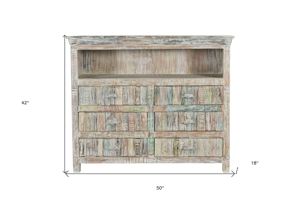 White Distressed Reclaimed Wood Open And Enclosed Storage Entertainment Center By Homeroots | TV Stands | Modishstore - 5