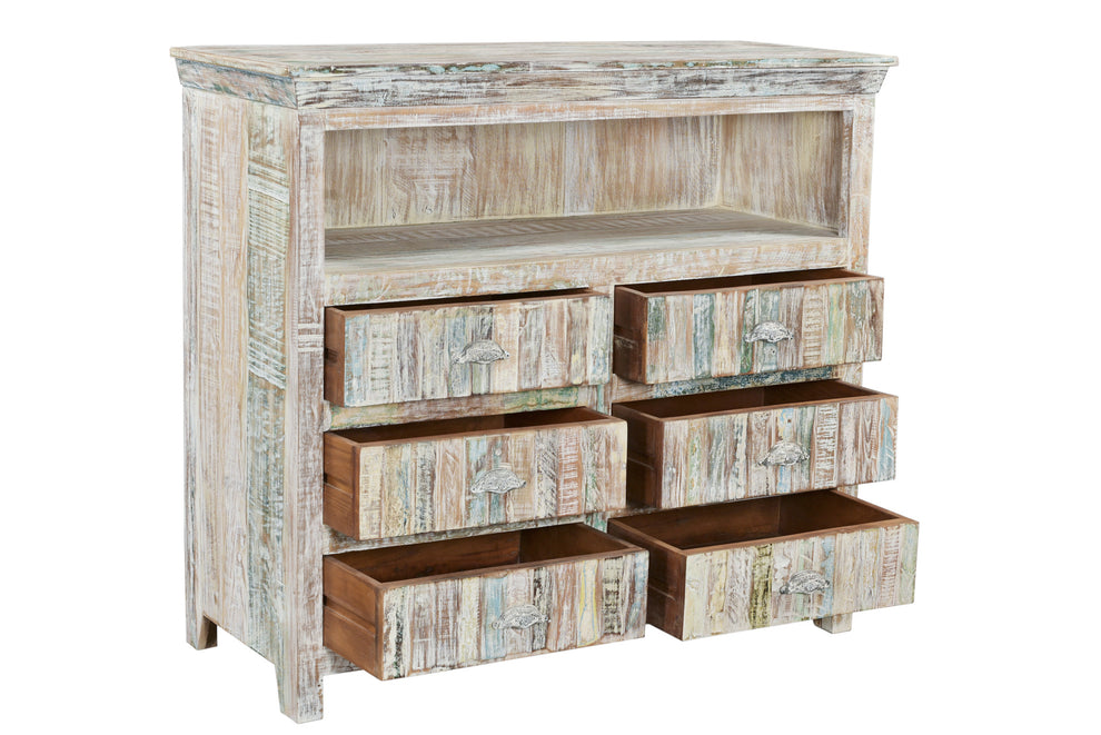 White Distressed Reclaimed Wood Open And Enclosed Storage Entertainment Center By Homeroots | TV Stands | Modishstore - 6