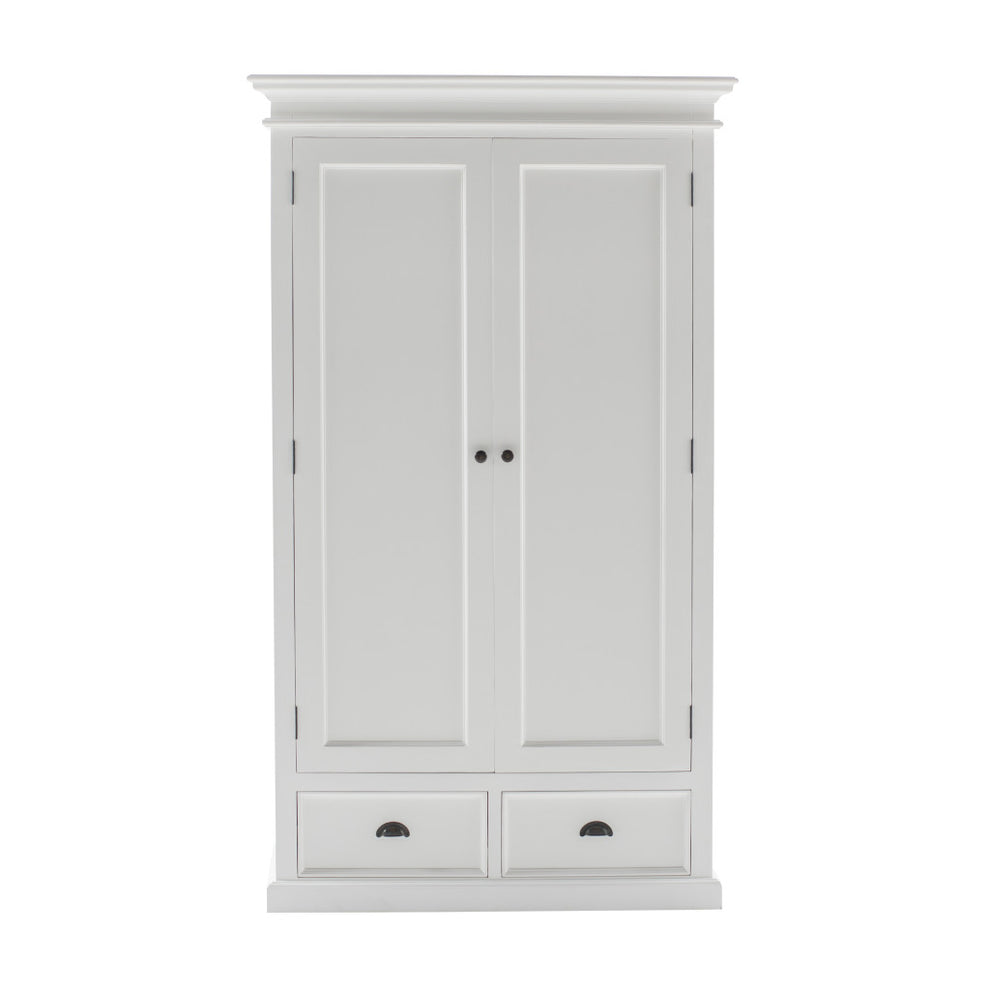 Off White Solid Wood Frame Wardrobe With Five Shelves And Two Drawers By Homeroots | Dressers | Modishstore - 7