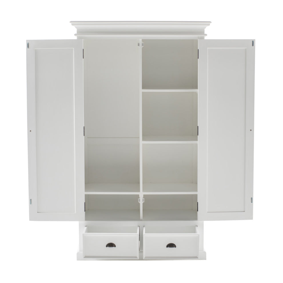 Off White Solid Wood Frame Wardrobe With Five Shelves And Two Drawers By Homeroots | Dressers | Modishstore - 3