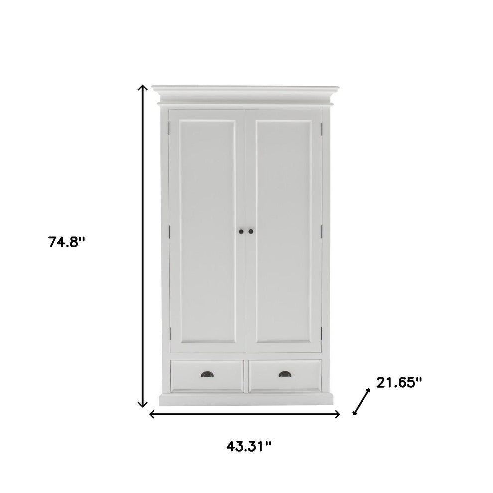 Off White Solid Wood Frame Wardrobe With Five Shelves And Two Drawers By Homeroots | Dressers | Modishstore - 6