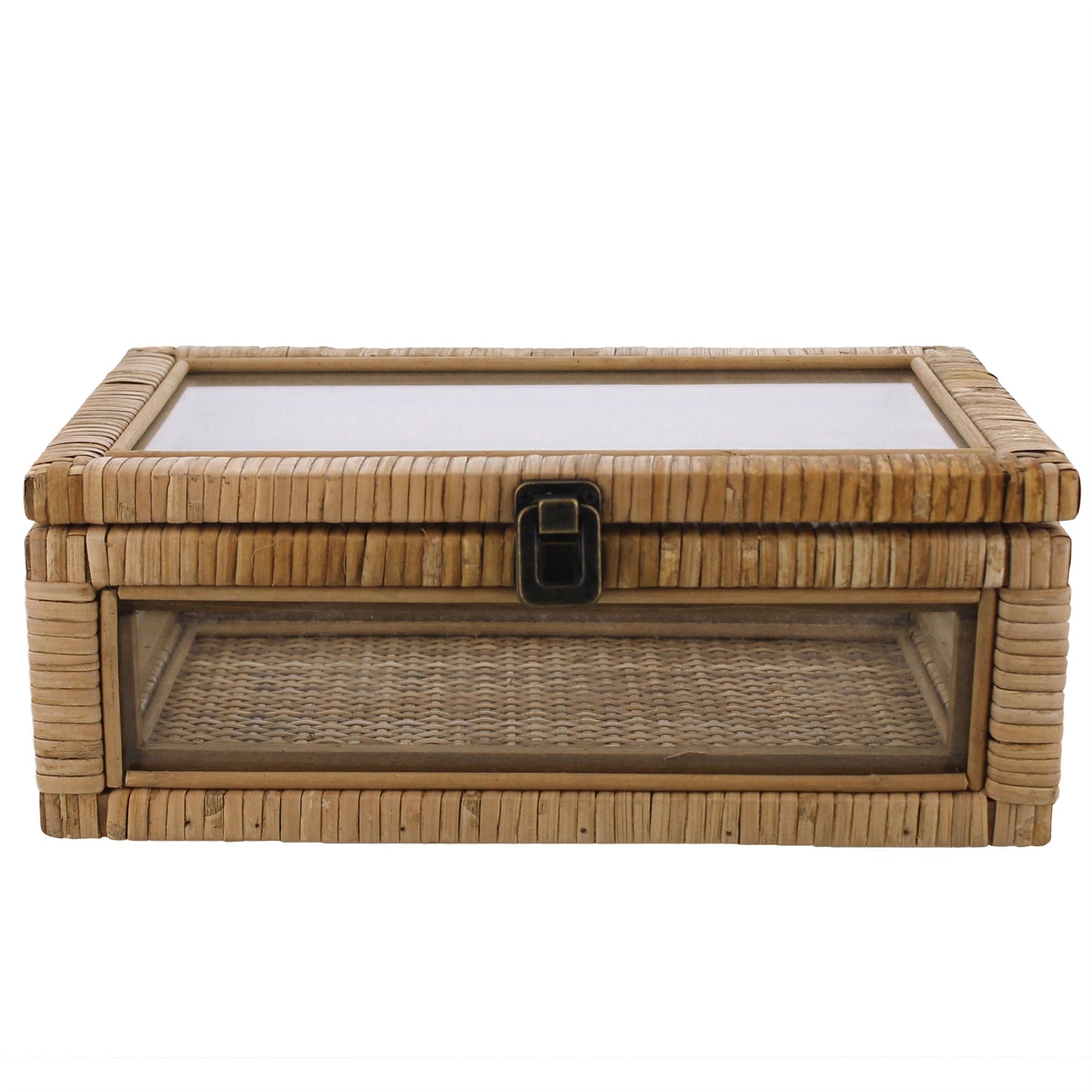 Cayman Case, Rattan - Rectangle - Natural By HomArt | Display Cases | Modishstore - 4