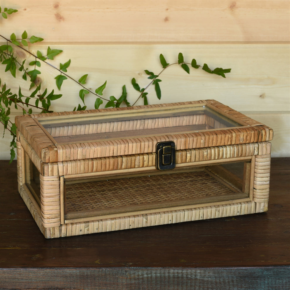 Cayman Case, Rattan - Rectangle - Natural By HomArt | Display Cases | Modishstore - 2