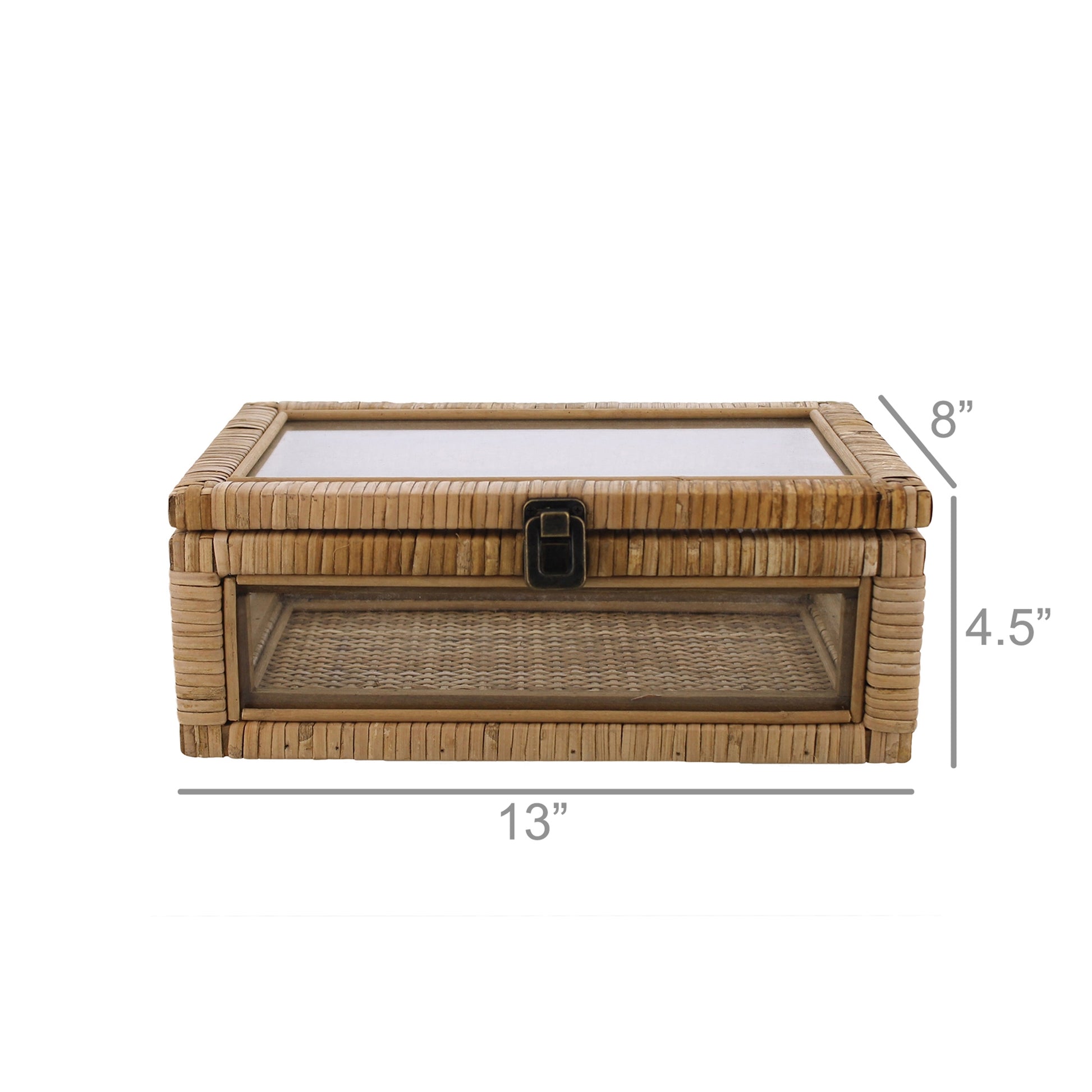 Cayman Case, Rattan - Rectangle - Natural By HomArt | Display Cases | Modishstore - 5