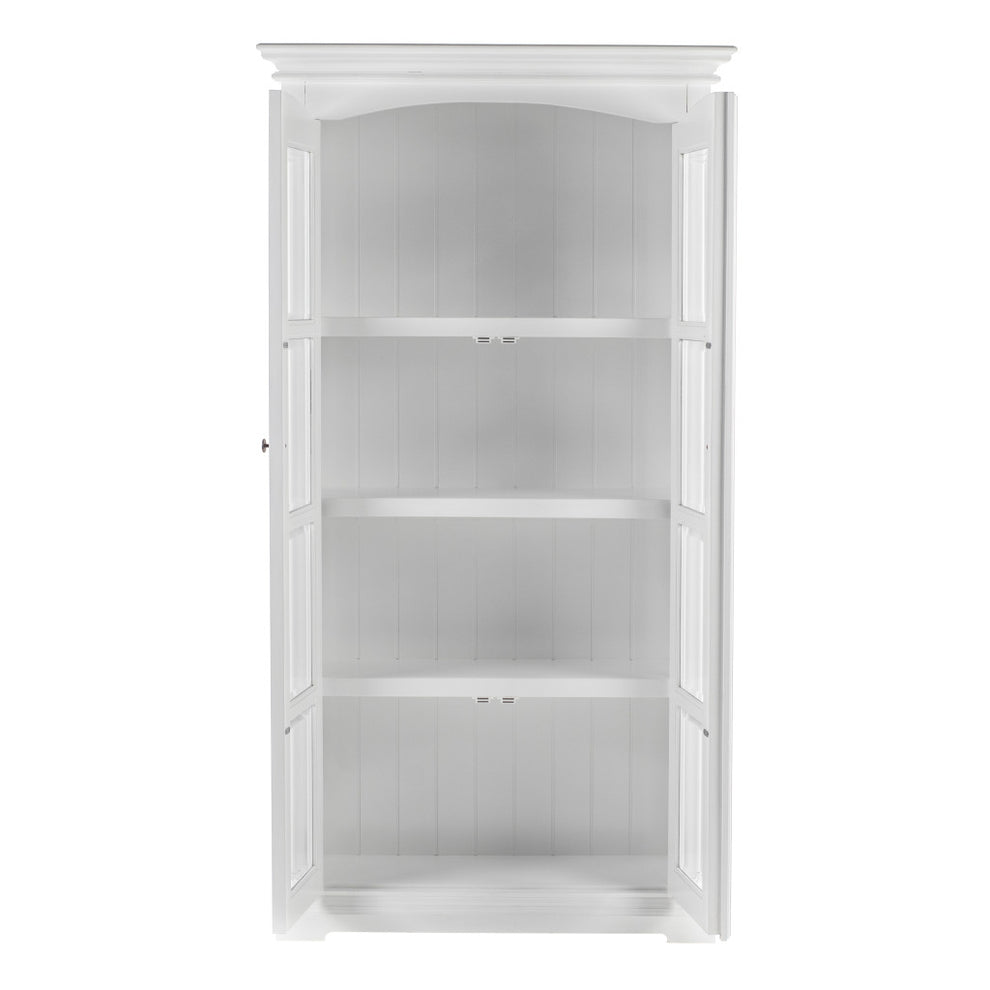 Off White Solid Wood Frame Curio Cabinet With Glass Doors By Homeroots | Cabinets | Modishstore - 2