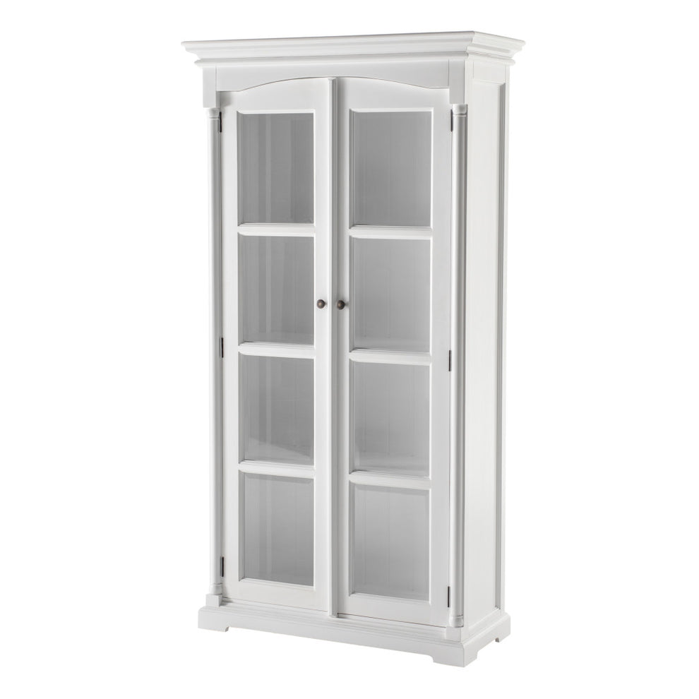 Off White Solid Wood Frame Curio Cabinet With Glass Doors By Homeroots | Cabinets | Modishstore - 3