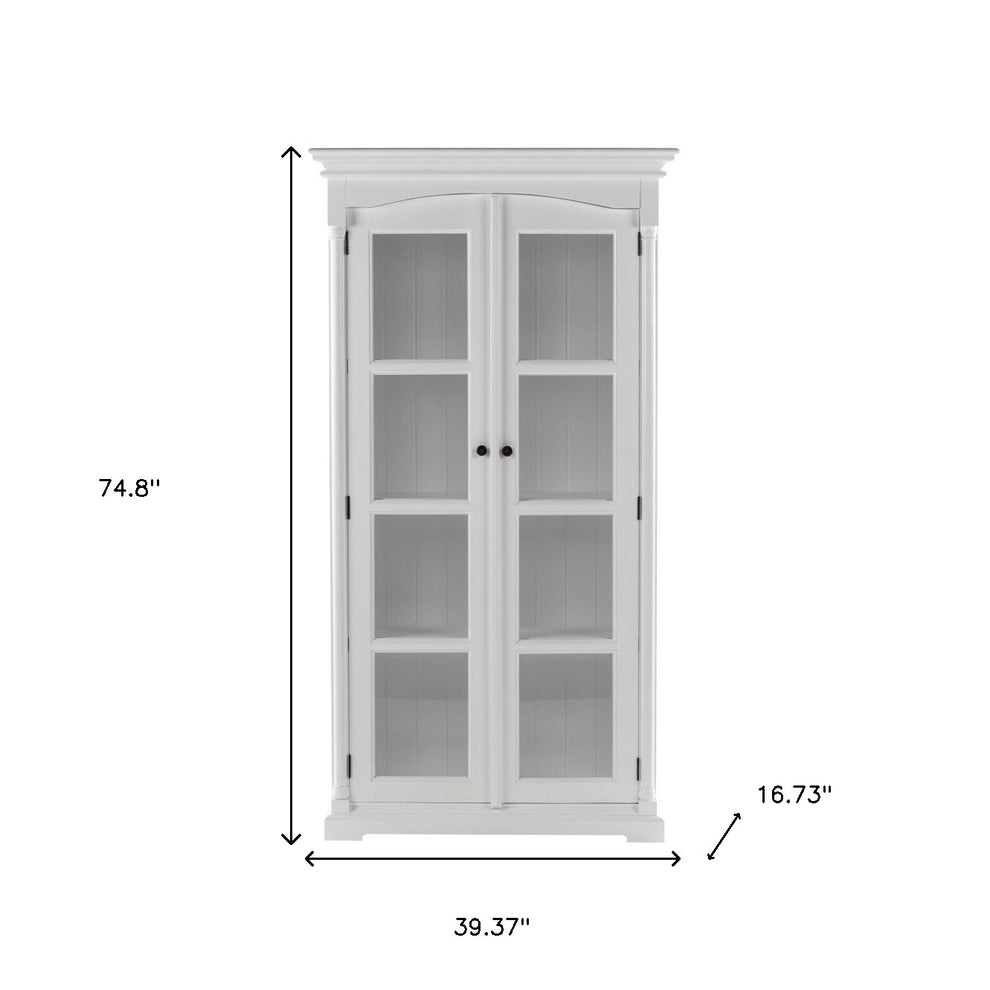 Off White Solid Wood Frame Curio Cabinet With Glass Doors By Homeroots | Cabinets | Modishstore - 6
