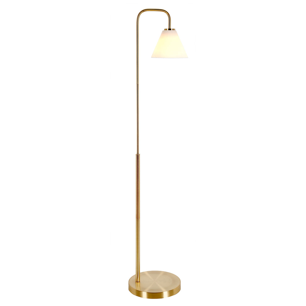 Brass Arched Floor Lamp With White Frosted Glass Cone Shade By Homeroots | Floor Lamps | Modishstore - 7