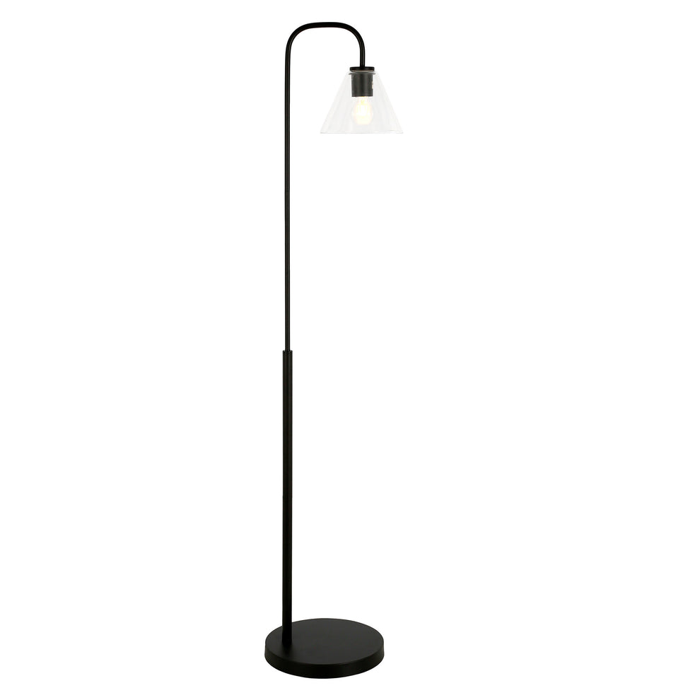 Black Arc Floor Lamp With Clear Glass Cone Shade By Homeroots | Floor Lamps | Modishstore - 3