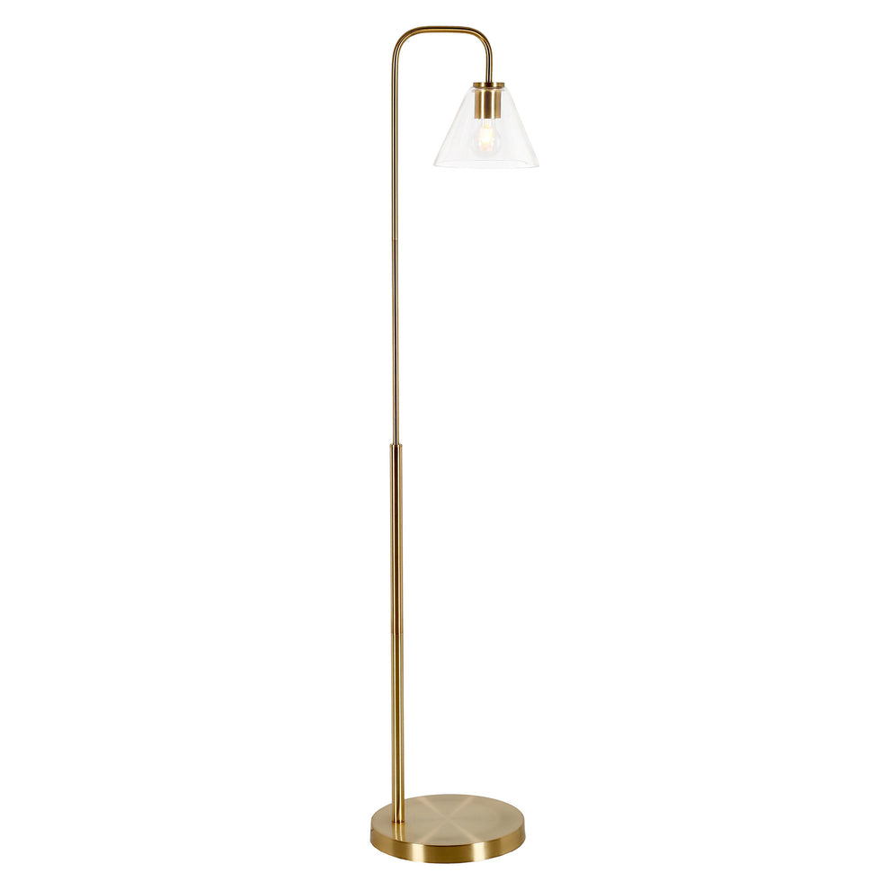 Brass Arched Floor Lamp With Clear Transparent Glass Cone Shade By Homeroots | Floor Lamps | Modishstore - 3
