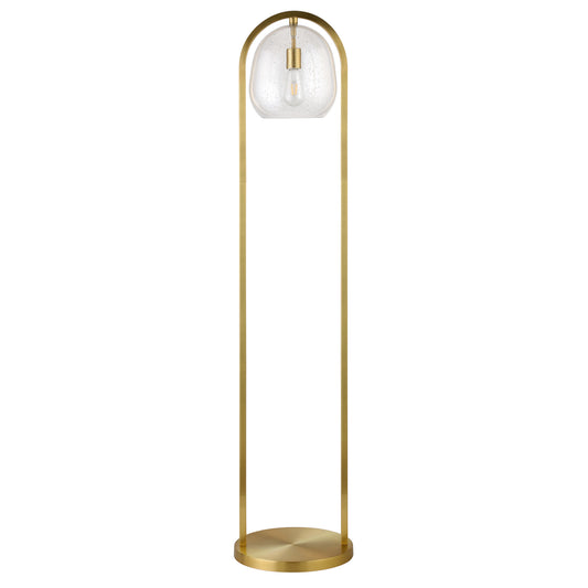 Brass Column Floor Lamp With Clear Seeded Glass Globe Shade By Homeroots | Floor Lamps | Modishstore - 1