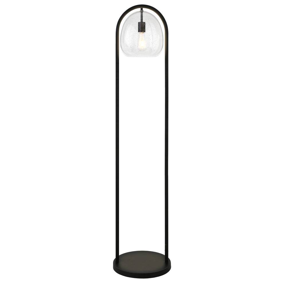 Black Column Floor Lamp With Clear Seeded Glass Globe Shade By Homeroots | Floor Lamps | Modishstore - 3